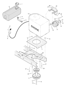 Engine Mount Diagram and Parts List for 38516X53D 2004 Briggs and Stratton Lawn Tractor